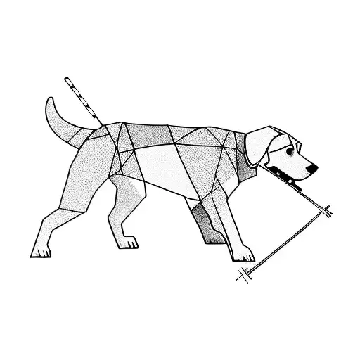 A Dog With A Stick In Its Mouth