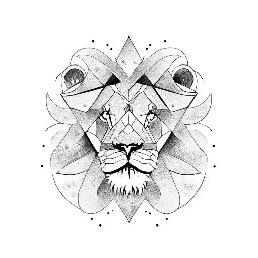 Lion Head With 2 Pisces And Capricorn