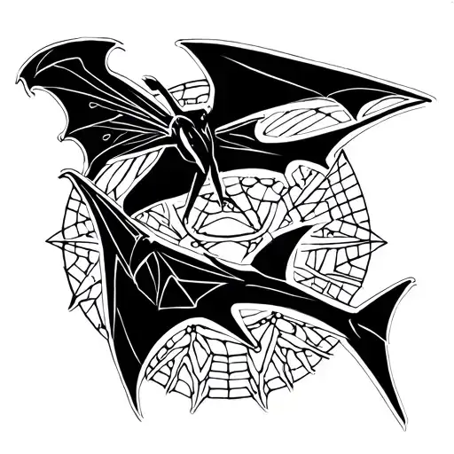 Bat And Moth And Hammerhead Shark Swimming