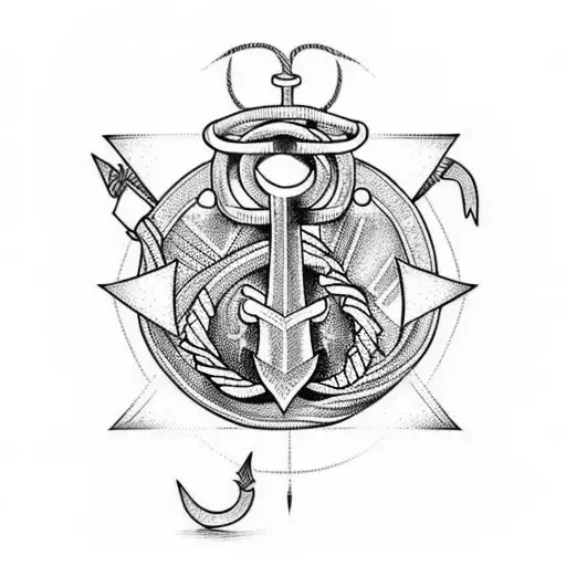 Create A Tattoo Design That Incorporates An Anchor And Arrow In A Blackwork Style