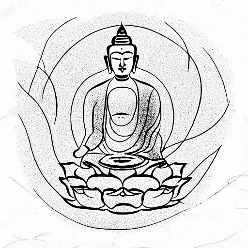 Buddha In A Lotus Pose In A Minimalist Style