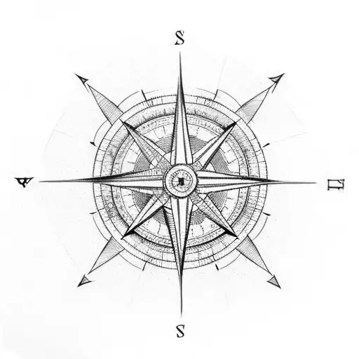 A Minimalist Tattoo Of A Blueprint With A Bridge And A Compass