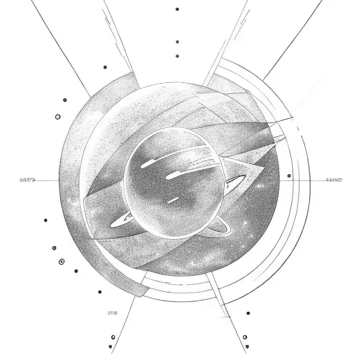 Solar System Black And White Simple Line