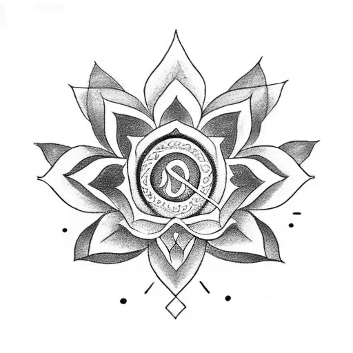 Lotus With Arrow And Om And A Circle