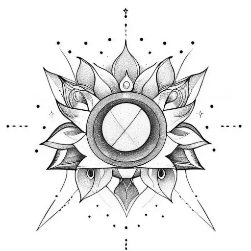 Lotus With Moon And Sun
