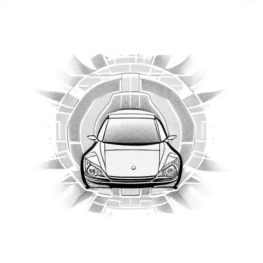 A Sleek Car With A Football Pattern On The Hood