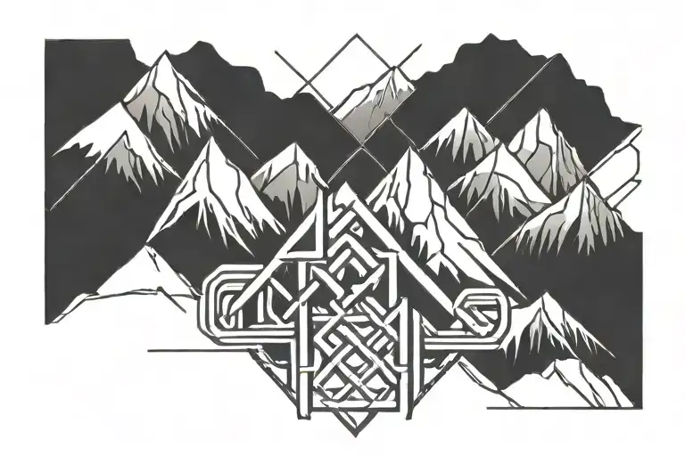 Celtic Knot And Mountains