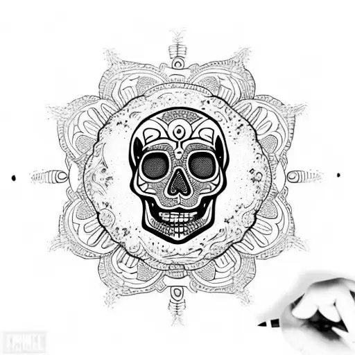 Skull Mandala With A Many Small And Smaller Skulls