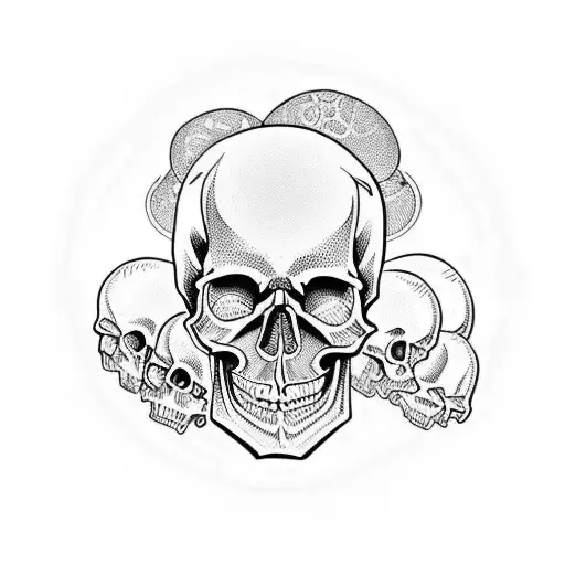 Skull Mandala With Big Skull To Many Smaller And Smaller Skulls