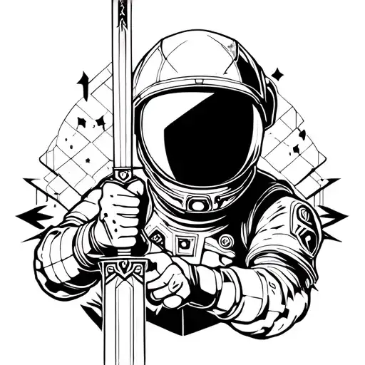 Spaceman Holding The Master Sword For The Left Arm Half Sleeve
