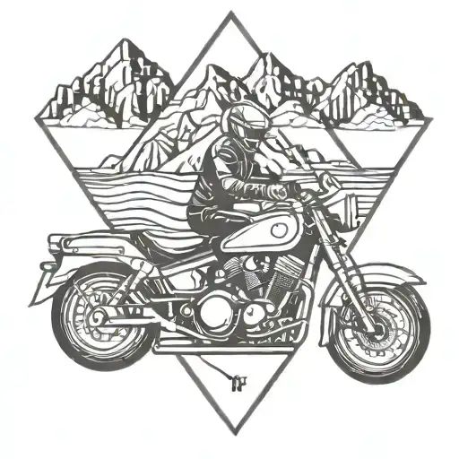 A Motorcycle Driving Towards The Mountain