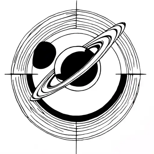 Moon And Saturn Simple Geometric