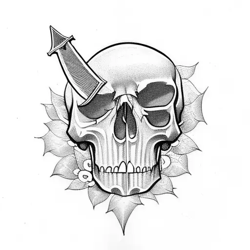 Sword In A Skull With Ivy