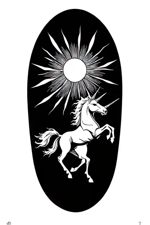 A Sun With A Creepy Unicorn Jumping Over It