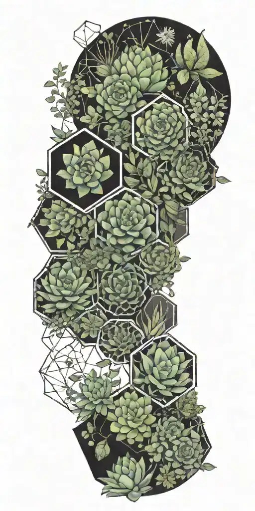 Viney Plants And Succulents Growing In Hexagons