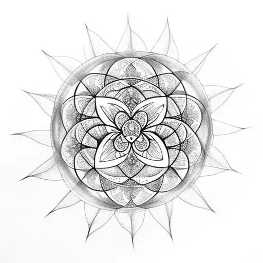 Flower Of Life With Dragonfly