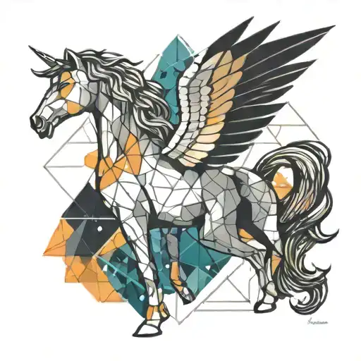 Pegasus On A Background Of Geometry And Colors Space And Science