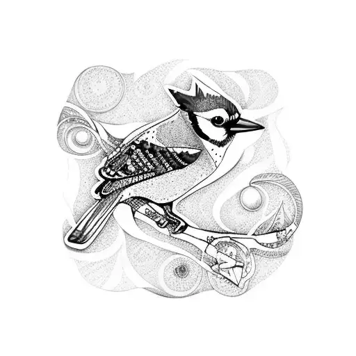 Abstract Van Gogh Blue Jay Bird