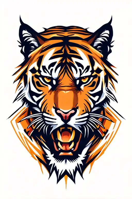 Tiger Logo For Archery Team Logo Half