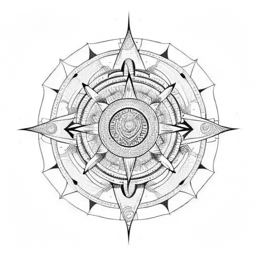 Warrior Helmet Inside Mandala Compass