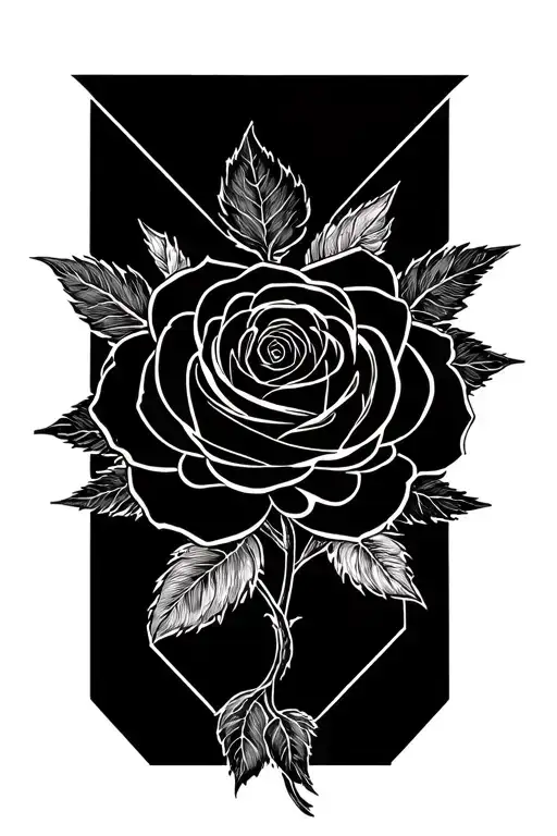 Raven And Black Rose Geometric Shapes