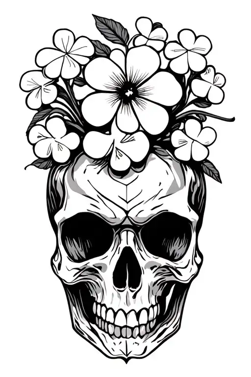 Lucky Clover Spider Centipede Skull Flowers Dice Swords Knife Black Ink Only