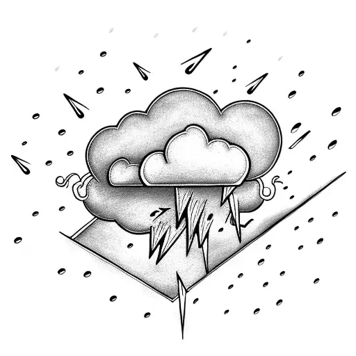 Rain Cloud With Two Lightning Strikes Coming Out