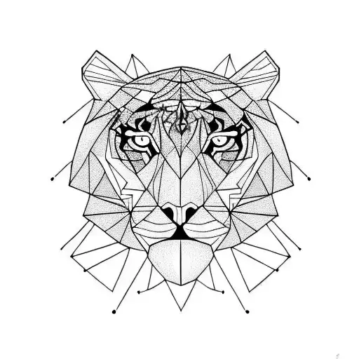 Geometric Tiger With Neon Eyes