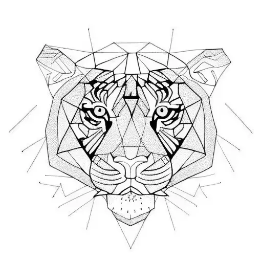 Geometric Tiger With Neon Eyes