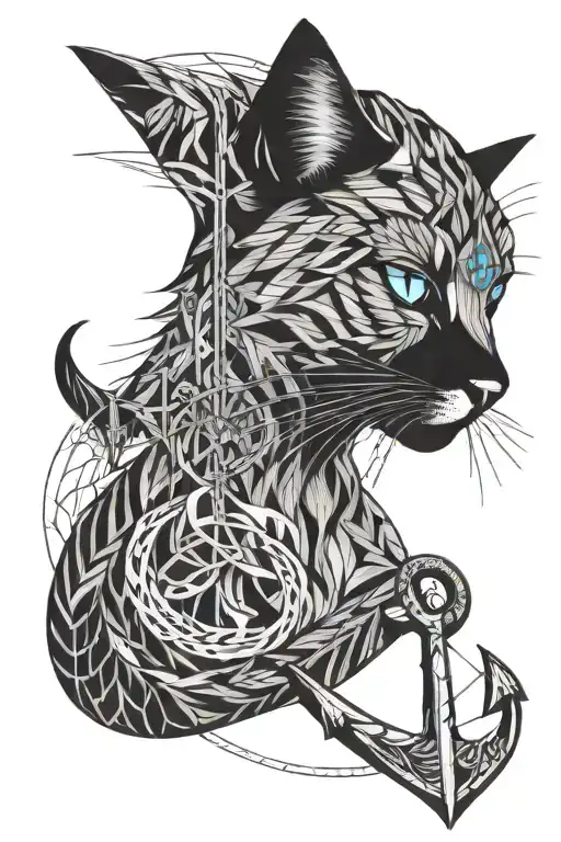 Long Haired Cat With One Blue Eye And An Upside Down Boat Anchor For A Nose