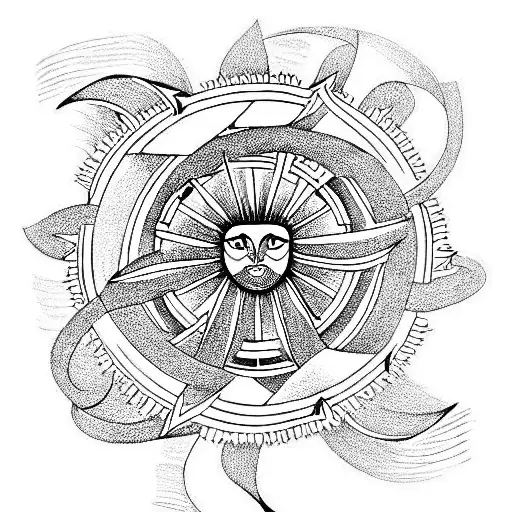 Rod Of Asclepius In Front Of Sun