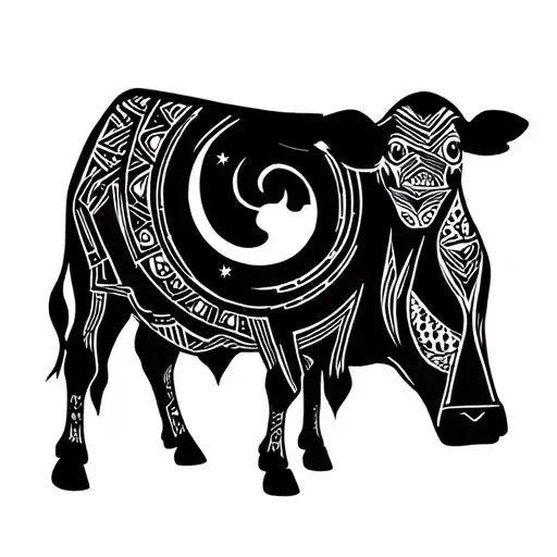 Cow In The Moonlight Circular Pattern