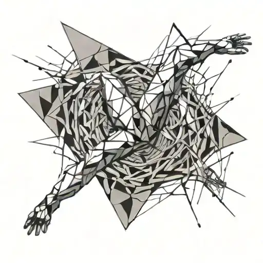 An Abstract Design Of A Person Falling Through A Cracked Ground