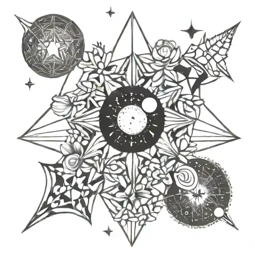 Finaline Shellfish Flower Moon Surrounded By Stars