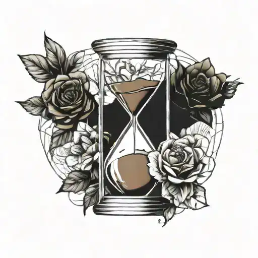 Hourglass With Flower Growing Inside Minimalist Davinci