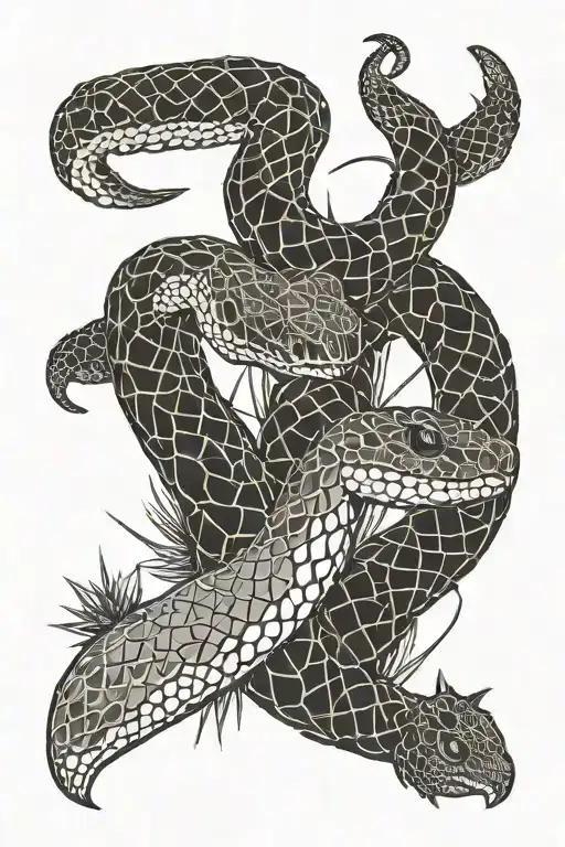 Rattle Snake Wrapping With Cactus