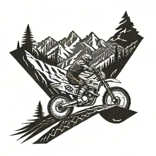 A Trail Of Tire Tracks Leading To A Mountain Peak With A Dirtbike At The Summit