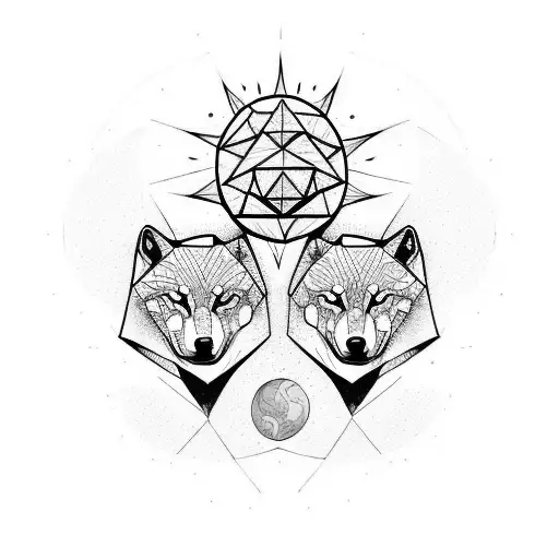 Two Wolves Representing The Sun And Moon