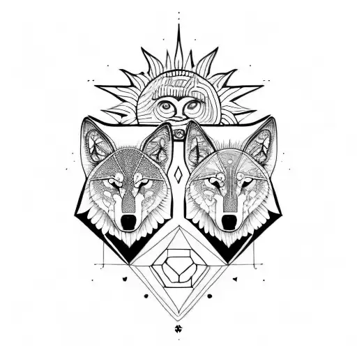 Two Wolves Representing The Sun And Moon