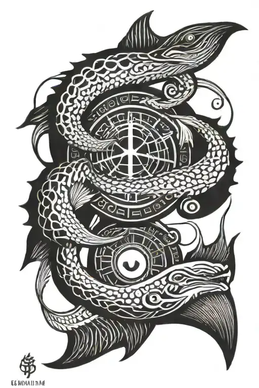 Gemini Whale 52 Hz Whale Yin Yang Dragon Ouroboros Birthday 03-07-1983 Roman Numerals