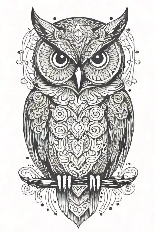 Owl Surrounded By Rain Drops