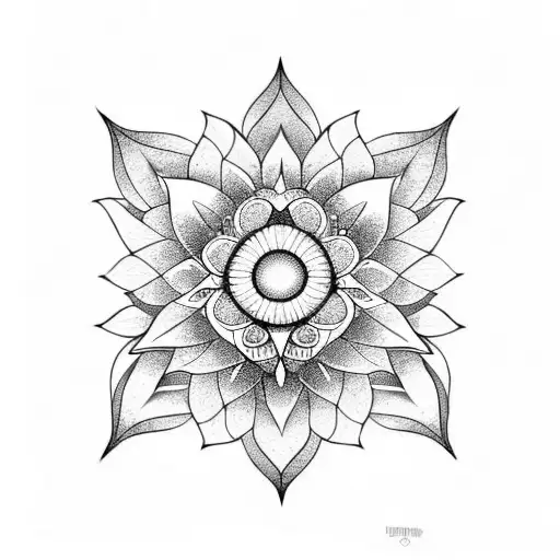 Lotus Flower With A Crescent Moon