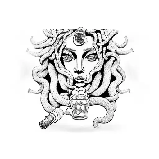 Medusa With Beer And Ciggarette
