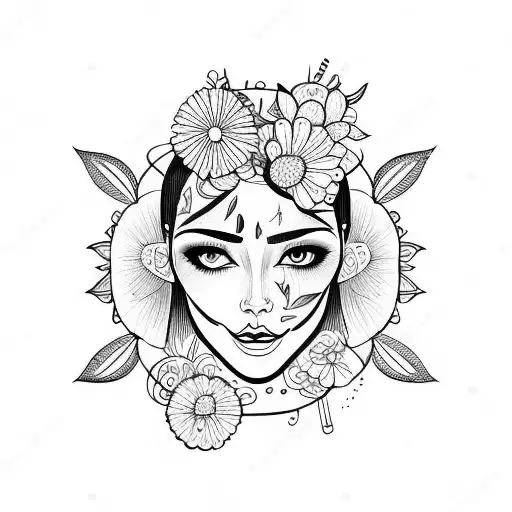 Woman Face With Spring Symbol