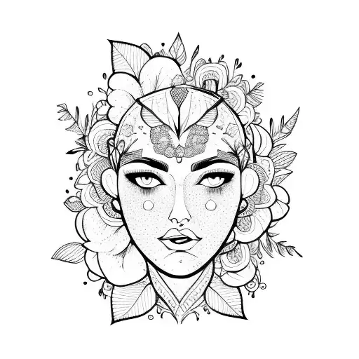 Woman Face With Spring Symbol