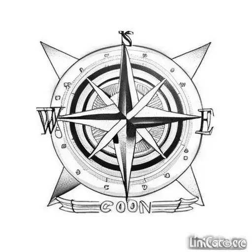 A Racing Flag Intertwined With A Compass Rose