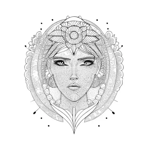 Woman Face With Spring Symbol