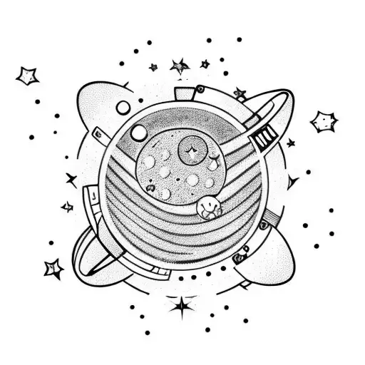 Astronaut Floating With Planet And Stars