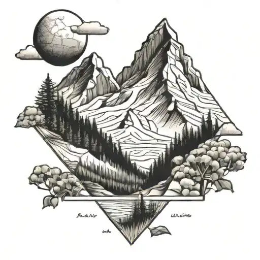 Mountain Landscape With The Names Flo And Ellie Engraved