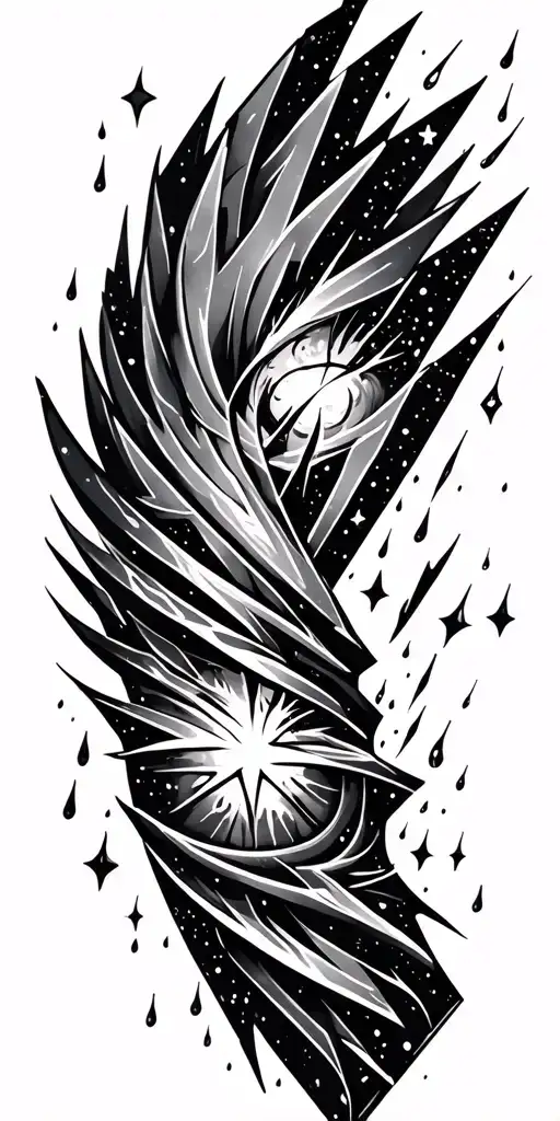 Parallel Universe With Rain And Stars Falling